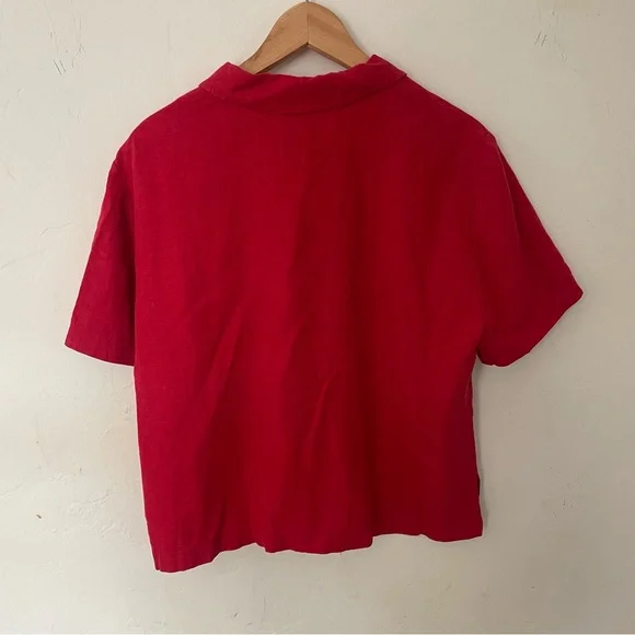 Vintage red linen blouse - Picture 3 of 3